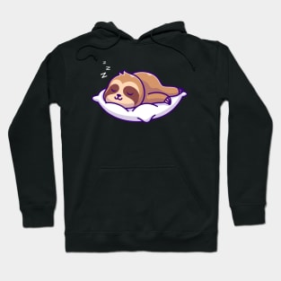 Cute Sloth Sleeping On Pillow Cartoon Hoodie